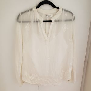 Velvet Graham&Spencer sheer white blouse embroider